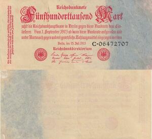 Q4750 Banknote Germany Einlieferer Berlin 500000 Mark 1922 AU - Make Offer