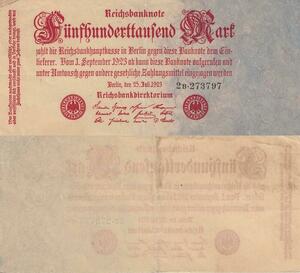 Q4751 Banknote Germany Einlieferer Berlin 500000 Mark 1922 AU - Make Offer