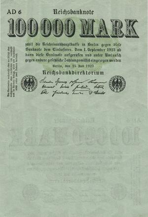 Q4752 Banknote Germany Einlieferer Berlin 100000 Mark 1923 AU - Make Offer