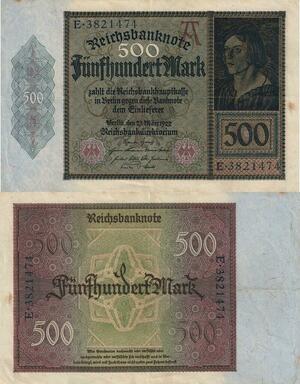 Q4753 Banknote Germany Einlieferer 500 Mark Reichsbanknote 1922 - Offer