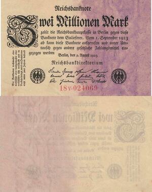 Q4763 Banknote Germany Berlin 2 Millionen Mark Reichsbanknote 1922 AU - Offer