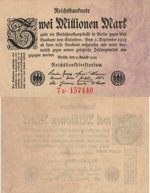 Q4764 Banknote Germany Berlin 2 Millionen Mark Reichsbanknote 1922 AU - Offer