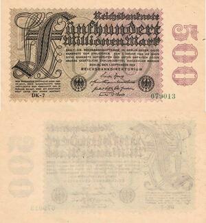 Q4774 Banknote Germany Berlin 500 Millionen Mark Reichsbanknote 1923 - Offer