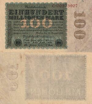 Q4779 Banknote Germany Berlin 100 Millionen Mark Reichsbanknote 1923 - Offer