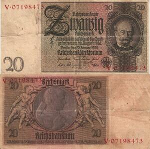 Q4823 Banknote Germany Berlin 20 Reichsmark Werner Von Siemens 1929