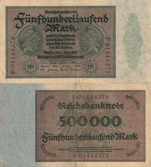Q4825 Banknote Germany Berlin 500000 Mark 1923 - Make Offer