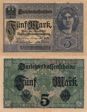 Q4852 Banknote Germany Berlin 5 Marks Darlehnskassenschein 1917 - Make Offer