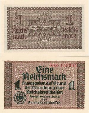 Q4859 Banknote Germany 1 Reichsmark WWII Eagle 1940 UNC - Make Offer 