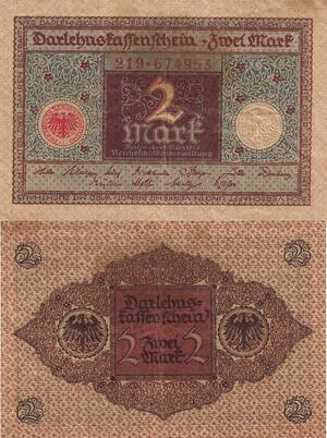 Q4865 Banknote Germany 2 Mark Darlehnskassenschein 1920 - Make Offer