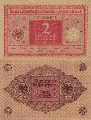 Q4867 Banknote Germany 2 Mark Darlehnskassenschein 1920 UNC - Make Offer