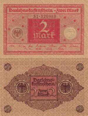 Q4868 Banknote Germany 2 Mark Darlehnskassenschein 1920 UNC - Make Offer