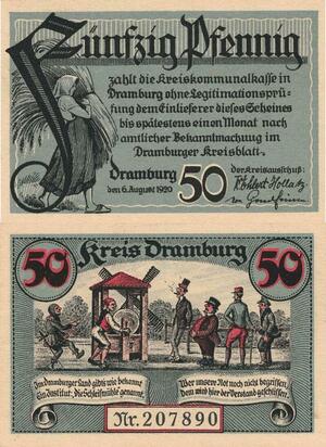 Q4871 Banknote Germany Dramburg 50 Pfennig 1920 UNC - Make Offer