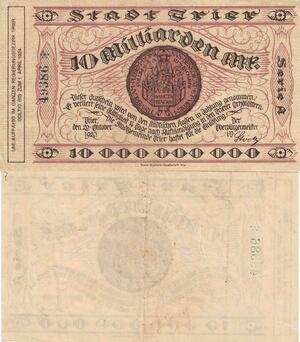 Q4882 Banknote Germany Stadt Trier 10 Milliarden Mark 1923 AU - Make Offer