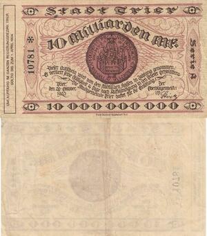 Q4883 Banknote Germany Stadt Trier 10 Milliarden Mark 1923 AU - Make Offer