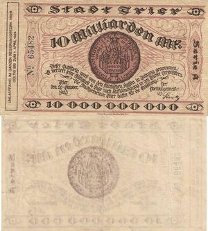 Q4885 Banknote Germany Stadt Trier 10 Milliarden Mark 1923 - Make Offer