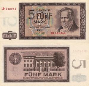 Q4909 Banknote DDR Germany Berlin 5 Mark Humboldt 1964 - Make Offer