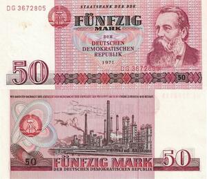 Q4910 Banknote DDR Germany Berlin 50 Pfennig Friedrich Engel 1971 AU