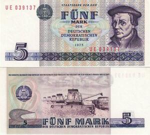 Q4911 Banknote DDR Germany Berlin 5 Mark Thomas Muntzer 1975 UNC - Make Offer
