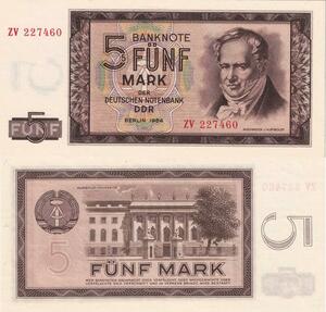 Q4912 Banknote DDR Germany Berlin 5 Mark Humboldt 1964 AU - Make Offer