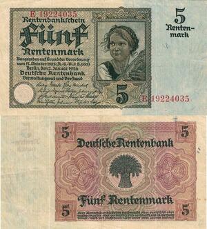 Q4923 Banknote Germany Berlin 5 Rentermark 1926 - Make Offer