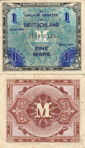 Q4932 Banknote Germany 1 Mark Alliierte Militärbehörde 1944 - Make Offer