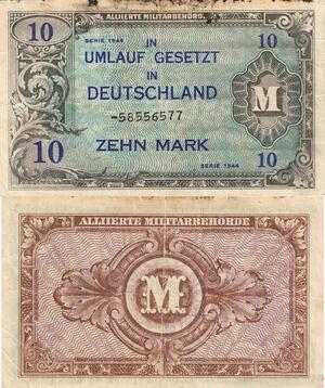 Q4935 Banknote Germany 10 Mark Alliierte Militärbehörde 1944 - Make Offer