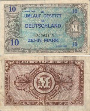 Q4936 Banknote Germany 10 Mark Alliierte Militärbehörde  1944 - Make Offer