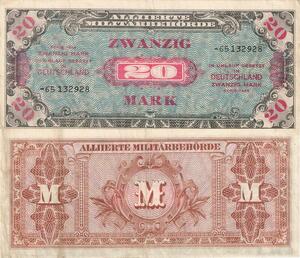 Q4941 Banknote Germany 20 Mark Alliierte Militärbehörde 1944 - Make Offer