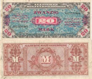 Q4943 Banknote Germany 20 Mark Alliierte Militärbehörde 1944 - Make Offer