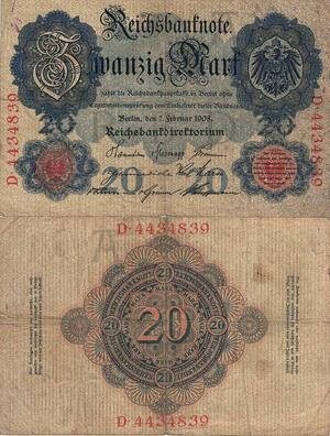 Q4944 Banknote Germany Berlin 20 Marks 1908 - Make Offer