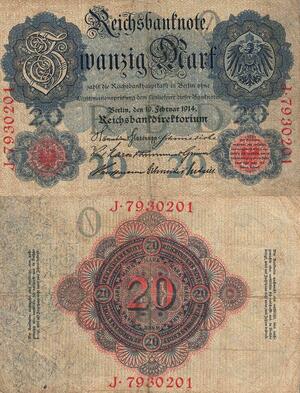Q4947 Banknote Germany Berlin 20 Mark 1914 - Make Offer