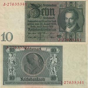 Q4948 Banknote Germany Berlin 10 Reichsmark Albrecht Daniel Thaer 1929 AU