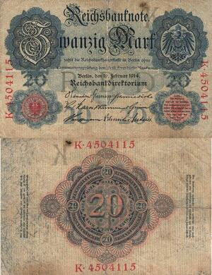 Q4951 Banknote Germany Berlin 20 Mark 1914 - Make Offer