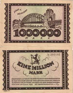 Q4955 Banknote Germany Dusseldorf 1 Million Mark 1923 - Make Offer