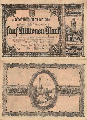 Q4957 Banknote Germany Mülheim 5 Millionen Mark 1923 - Make Offer