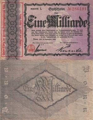 Q4964 Banknote Germany Bonn 1 Milliarde Mark Ornament 1923 Notgeld - Make Offer