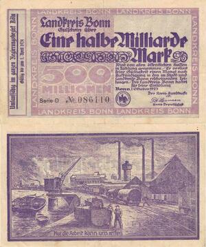 Q4969 Banknote Germany Bonn 500 Millionen Mark 1923 - Make Offer