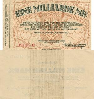 Q4977 Banknote Germany Wittlich 1 Milliarde Mark 1923 - Make Offer