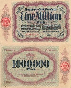 Q4981 Banknote Germany Seal Duisburg 1 Million Mark 1923 - Make Offer