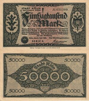 Q4984 Banknote Germany Köln 50000 Mark 1923 - Make Offer