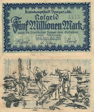 Q4986 Banknote Germany Speyers 5 Millionen Mark 1923 - Make Offer