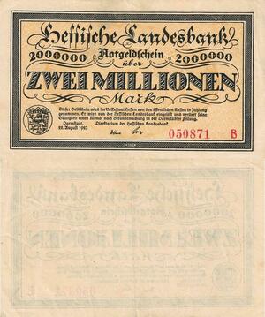Q4989 Banknote Germany 2 Millionen Mark Onesided 1923 Notgeld - Make Offer