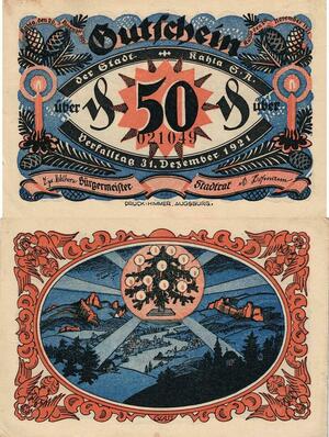 Q4993 Banknote Germany Kahla 50 Pfennig Fir tree 1921 - Make Offer