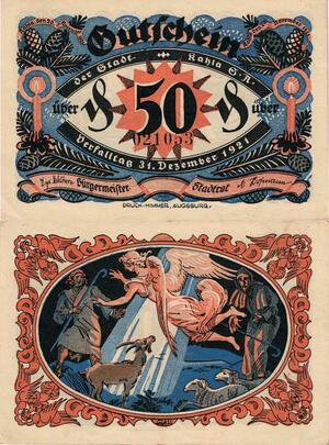 Q4994 Banknote Germany Kahla 50 Pfennig Angel 1921 - Make Offer