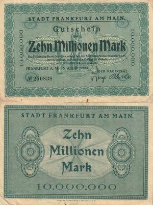 Q5002 Banknote Germany Frankfurt 10 Millionen Mark Tower 1923 - Make Offer