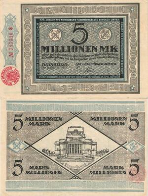 Q5006 Banknote Germany 5 Millionen Mark Building Notgeld 1923 - Make Offer