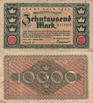 Q5008 Banknote Germany Köln 10000 Marks Ornament 1923 - Make Offer