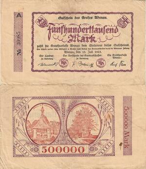 Q5024 Banknote Germany Liebenau 500000 Mark House 1923 - Make Offer