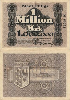 Q5037 Banknote Germany Ohligs 1 Million Mark 1923 - Make Offer