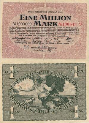Q5039 Banknote Germany 1 Million Mark Dieser Guischein Reihe A 1923 - Offer